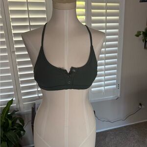 Olive green bathing suit bikini top snap front closure size small